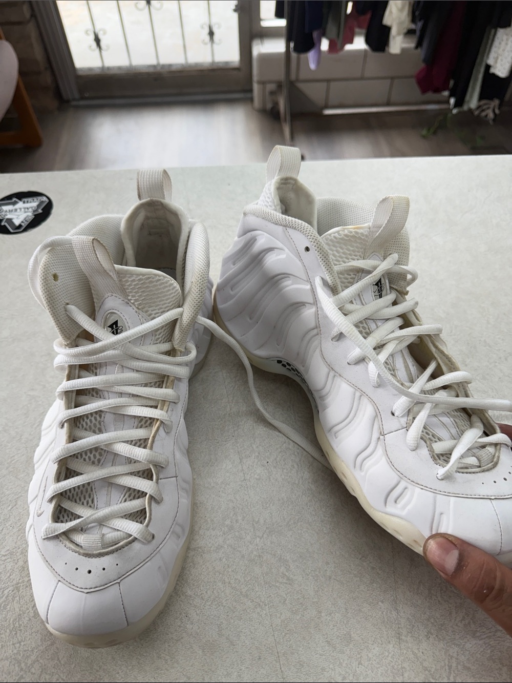 Nike Men's All-White foamposites High-Top Sneakers